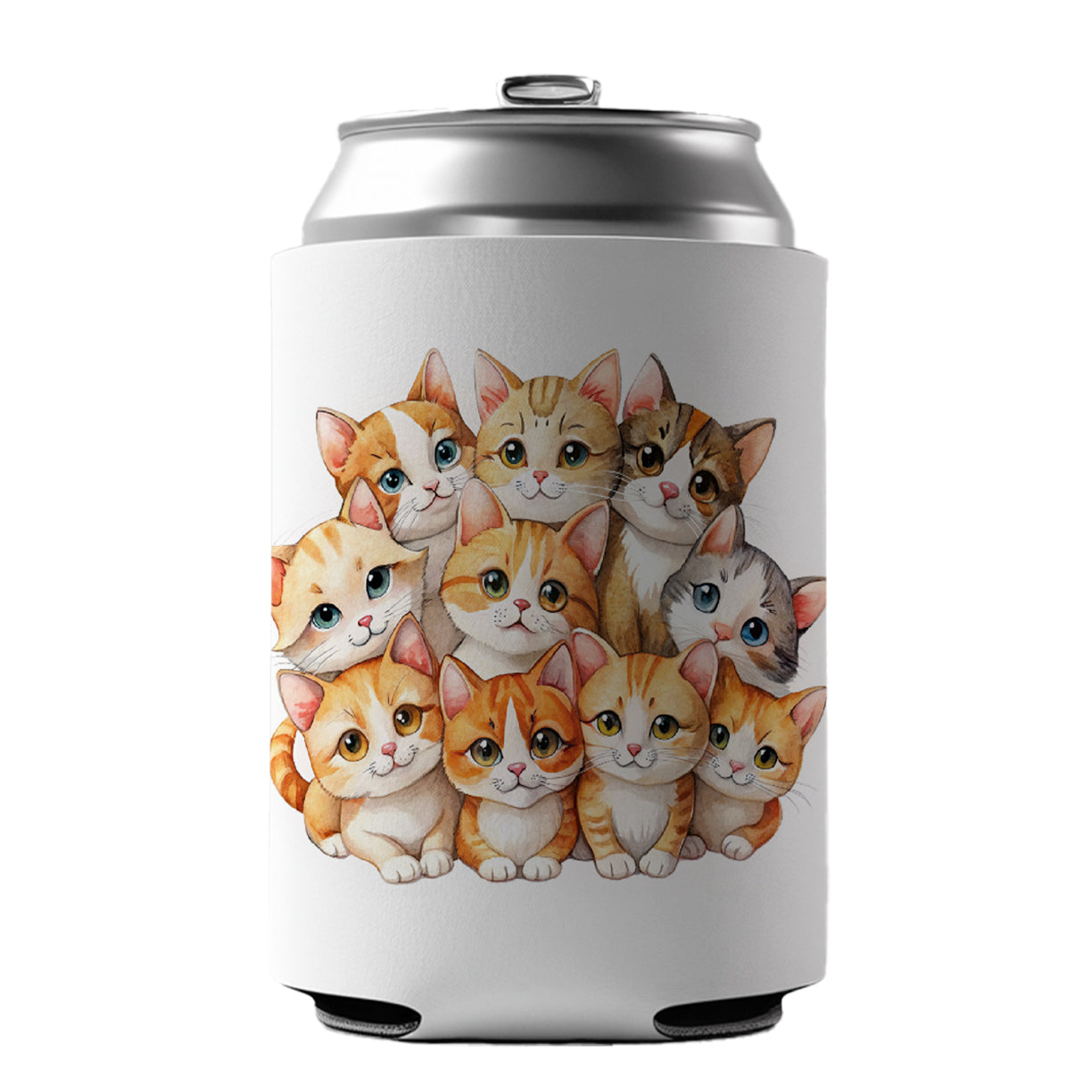 Sweet Orange And White Cats Can Cooler Beer Soda Drink Insulated Holder Sleeve Hugger