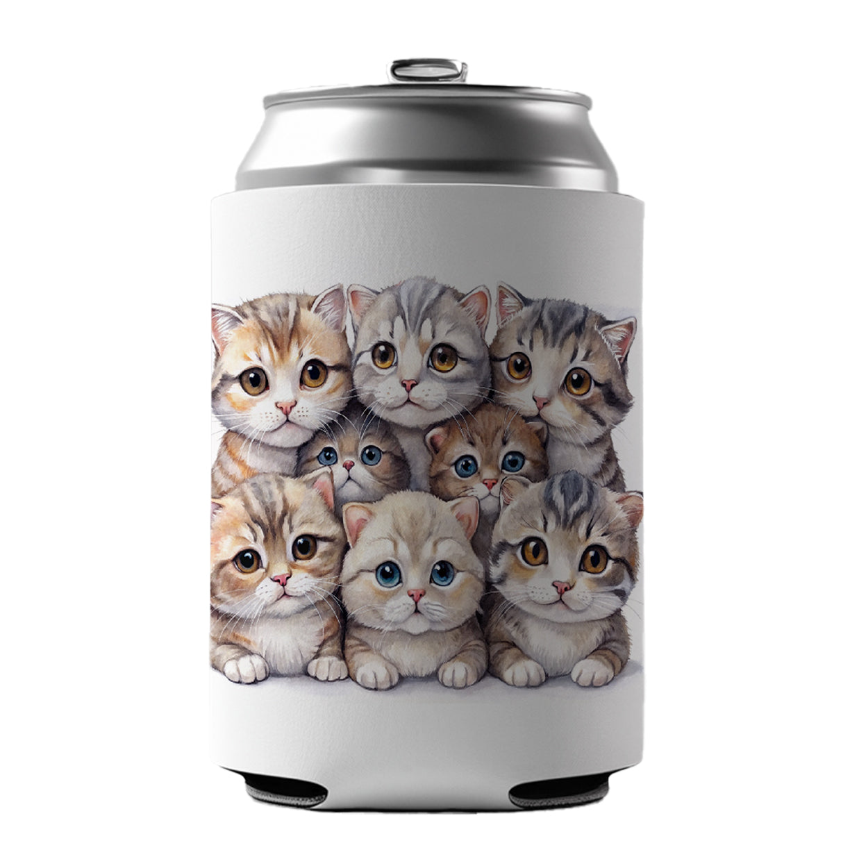 Sweet Scottish Fold Cats Can Cooler Beer Soda Drink Insulated Holder Sleeve Hugger