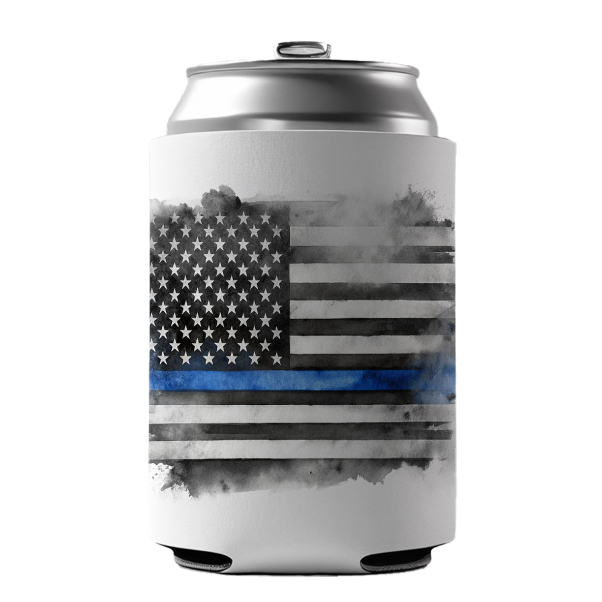 Thin Blue Line Black And White American Flag Support Policemen Police Can Cooler Beer Soda Drink Insulated Holder Sleeve Hugger