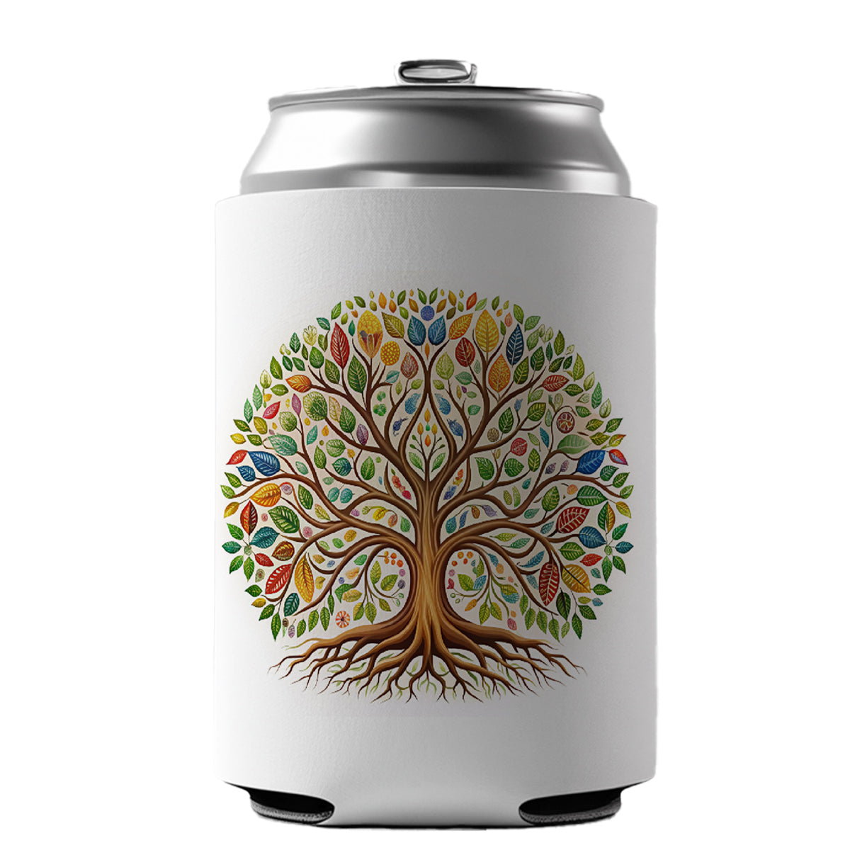 Tree Of Life Design With Multi-color Leaves Can Cooler Beer Soda Drink Insulated Holder Sleeve Hugger