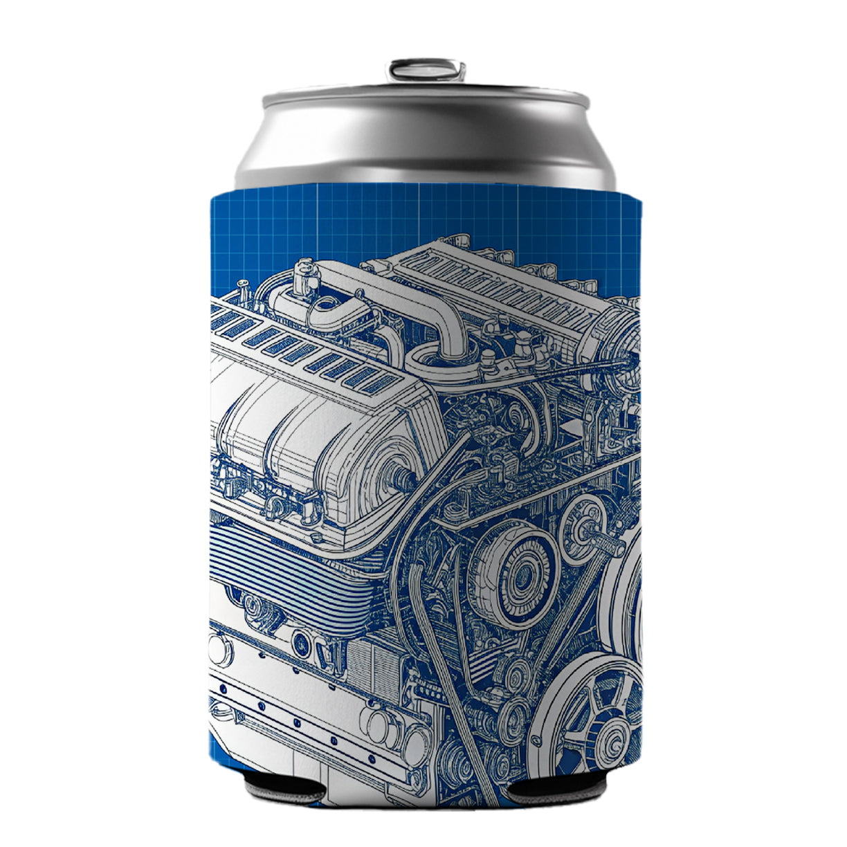 Blueprint Of Car Engine V8 Can Cooler Beer Soda Drink Insulated Holder Sleeve Hugger