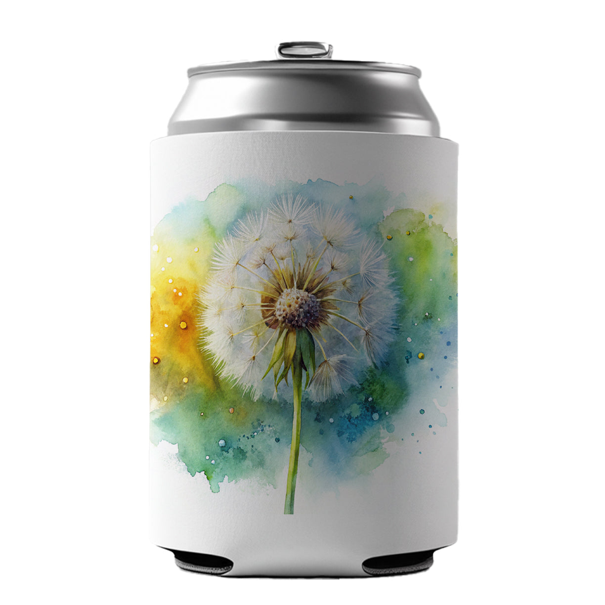 Dandelion Watercolor Can Cooler Beer Soda Drink Insulated Holder Sleeve Hugger