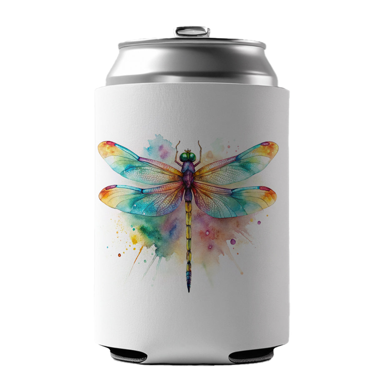 Dragonfly Colorful Background Watercolor Can Cooler Beer Soda Drink Insulated Holder Sleeve Hugger