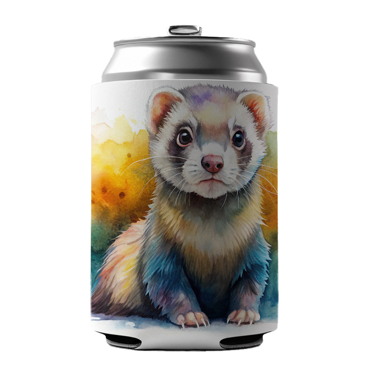 Ferret Colorful Watercolor Can Cooler Beer Soda Drink Insulated Holder Sleeve Hugger