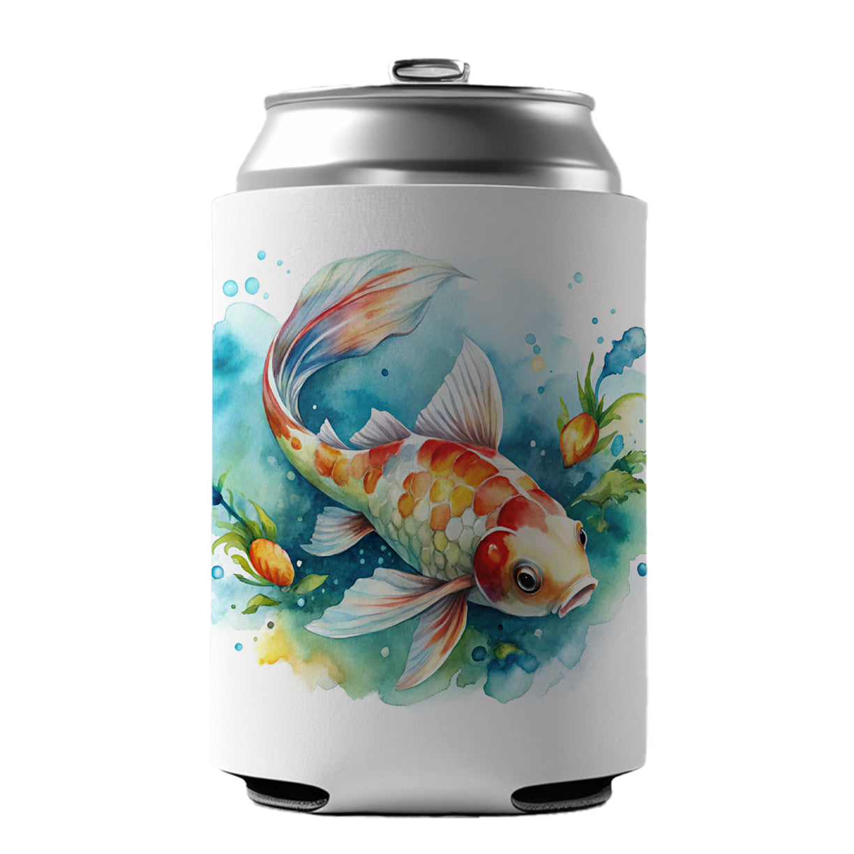 Koi Fish Watercolor Can Cooler Beer Soda Drink Insulated Holder Sleeve Hugger