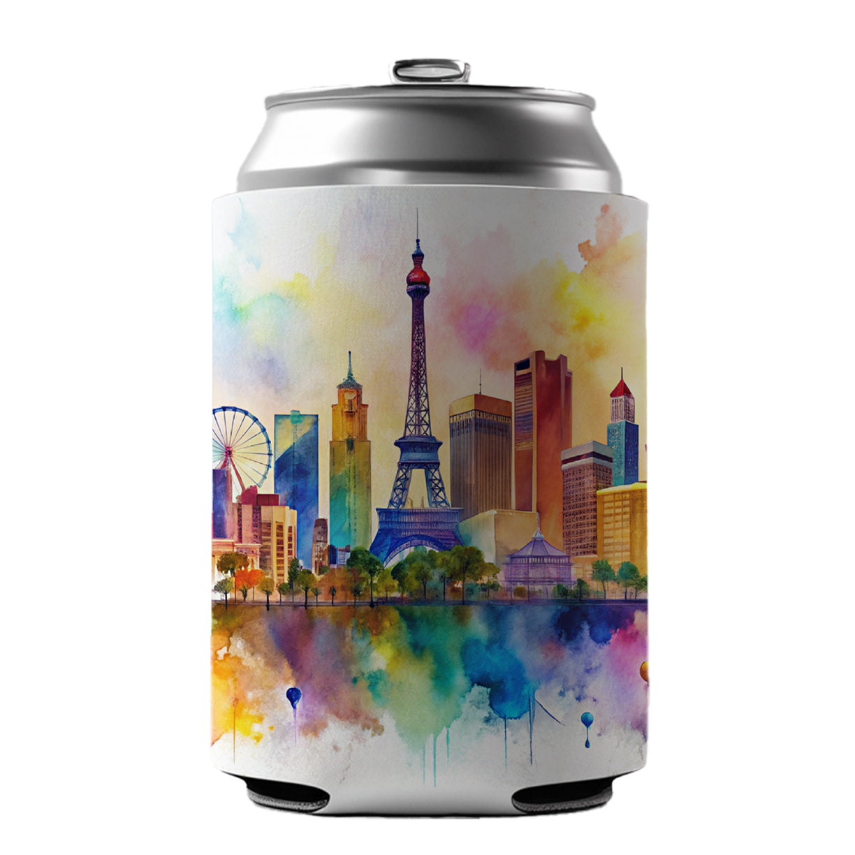 Las Vegas Nevada Watercolor Can Cooler Beer Soda Drink Insulated Holder Sleeve Hugger