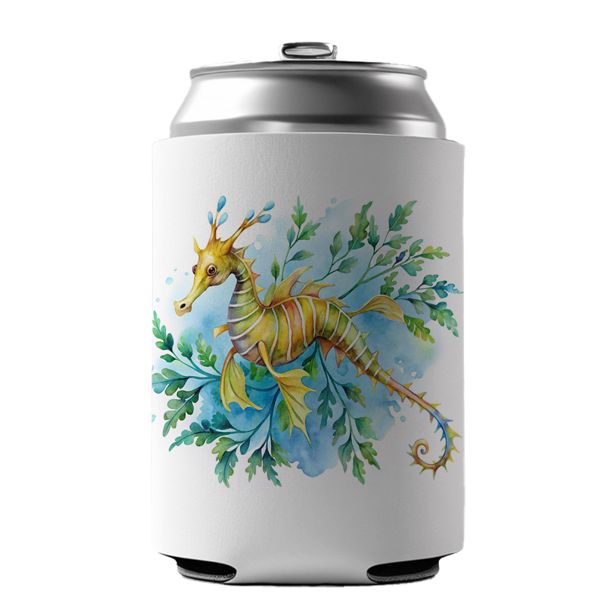 Leafy Seadragon Swimming Watercolor Can Cooler Beer Soda Drink Insulated Holder Sleeve Hugger
