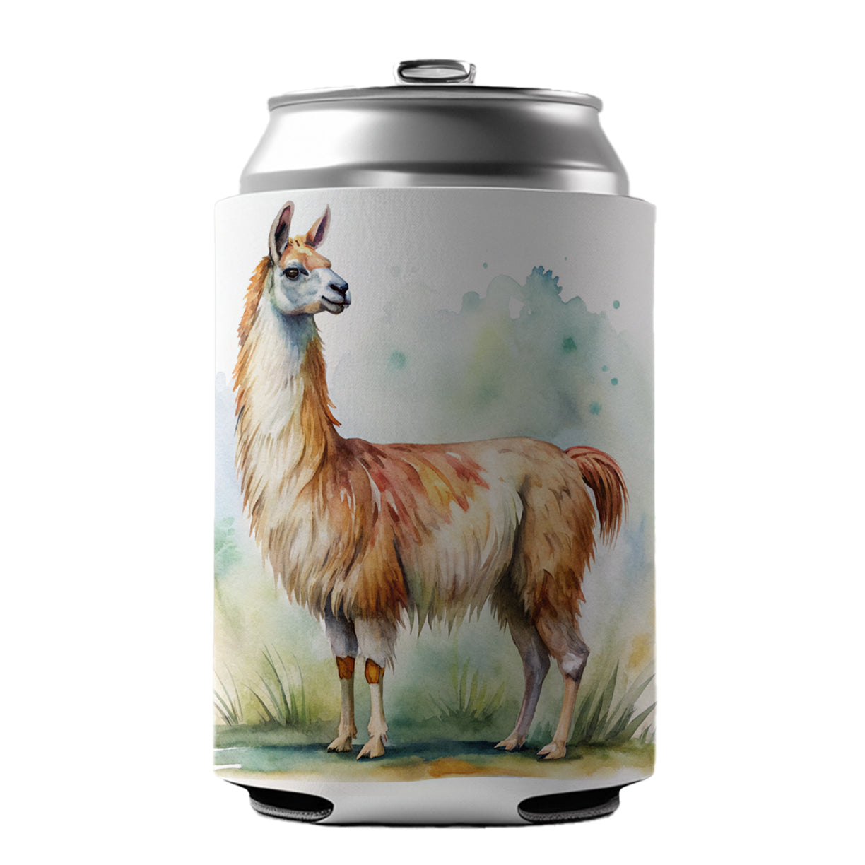 Llama Standing Watercolor Can Cooler Beer Soda Drink Insulated Holder Sleeve Hugger