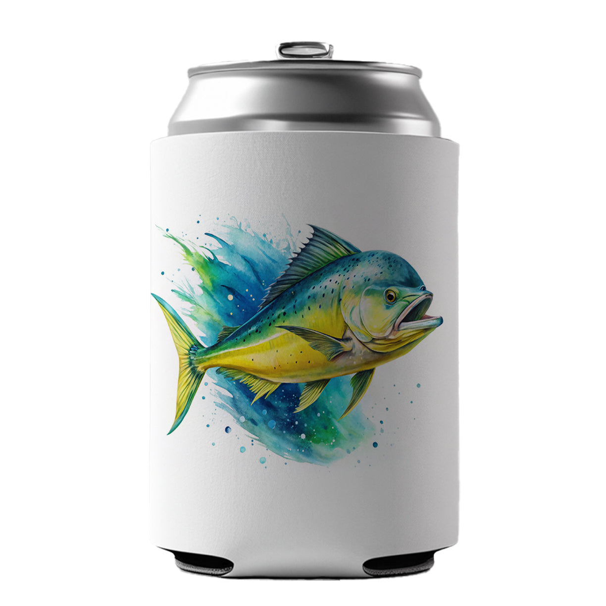 Mahi Mahi Fish Watercolor Can Cooler Beer Soda Drink Insulated Holder Sleeve Hugger