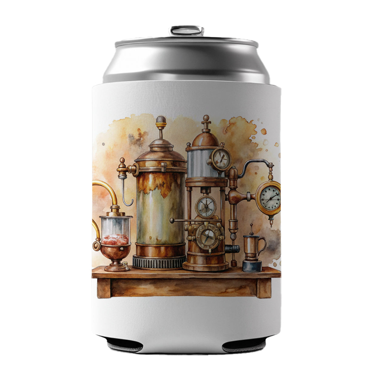 Steampunk Coffee Maker Fantasy Sci-fi Watercolor Can Cooler Beer Soda Drink Insulated Holder Sleeve Hugger