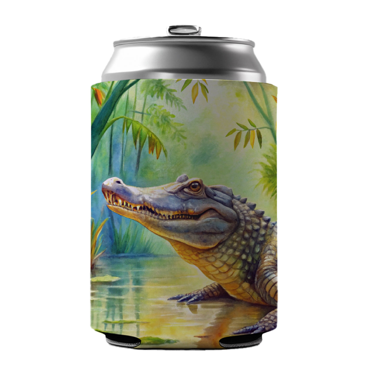 Alligator Crocodile In Swamp Can Cooler Beer Soda Drink Insulated Holder Sleeve Hugger