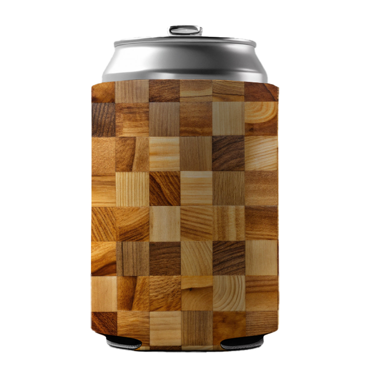 Butcher Block Can Cooler Beer Soda Drink Insulated Holder Sleeve Hugger