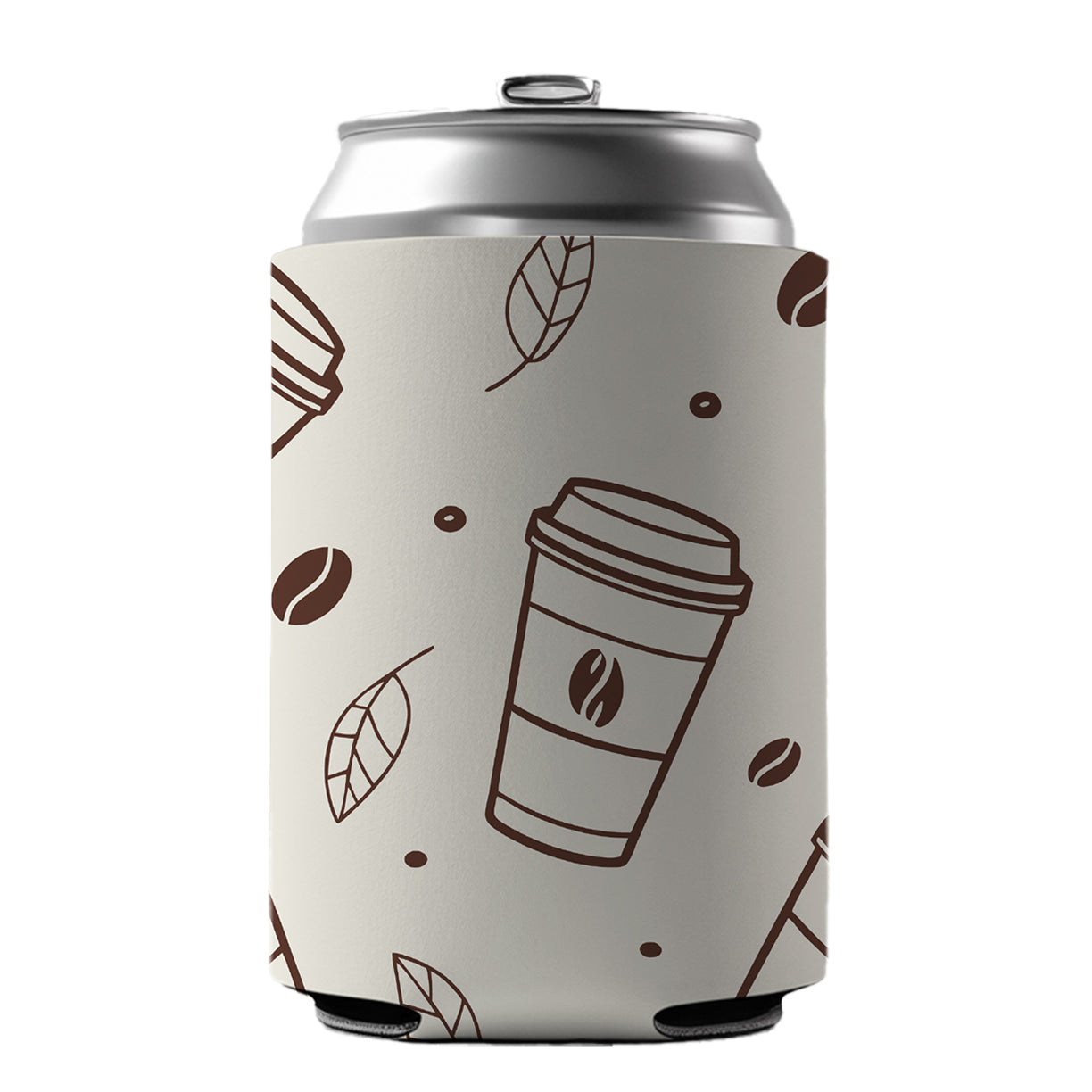 Coffee Cups Scattered Can Cooler Beer Soda Drink Insulated Holder Sleeve Hugger