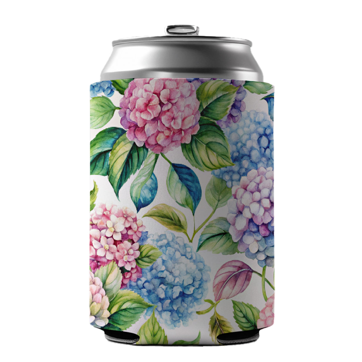 Hydrangea Floral Flowers Can Cooler Beer Soda Drink Insulated Holder Sleeve Hugger