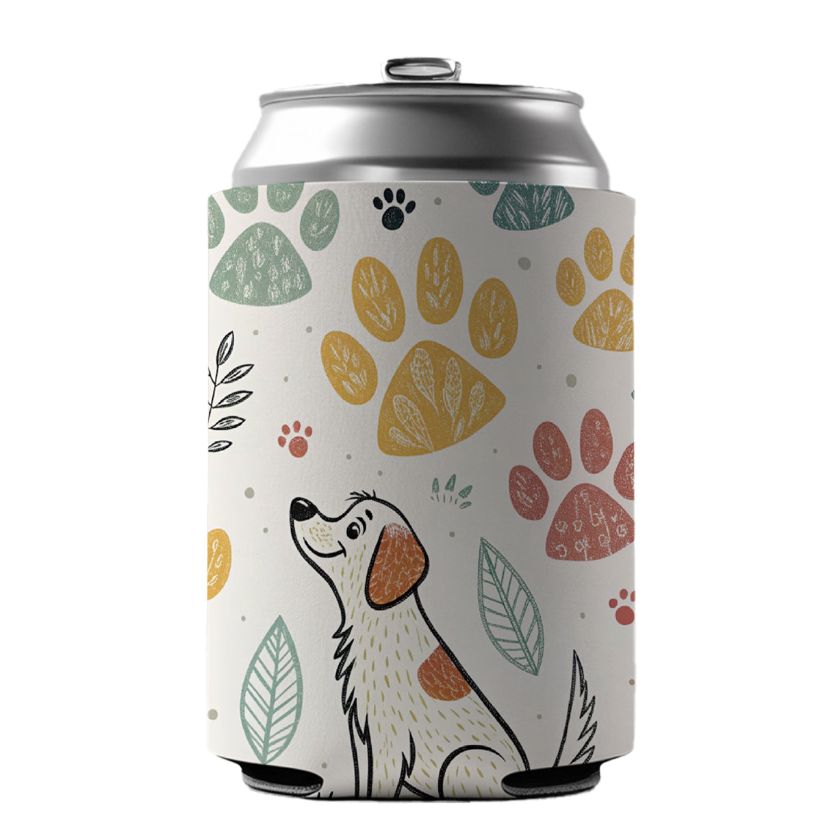 Dog Paw Prints Adorable Can Cooler Beer Soda Drink Insulated Holder Sleeve Hugger