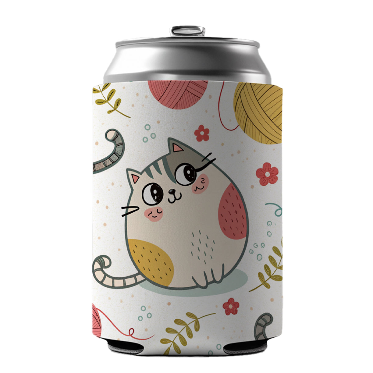 Fat Cats And Yarn Knitting Crochet Can Cooler Beer Soda Drink Insulated Holder Sleeve Hugger
