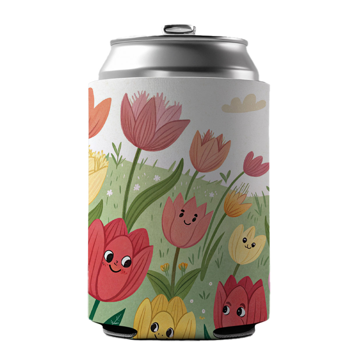 Field Of Tulips Flowers Can Cooler Beer Soda Drink Insulated Holder Sleeve Hugger