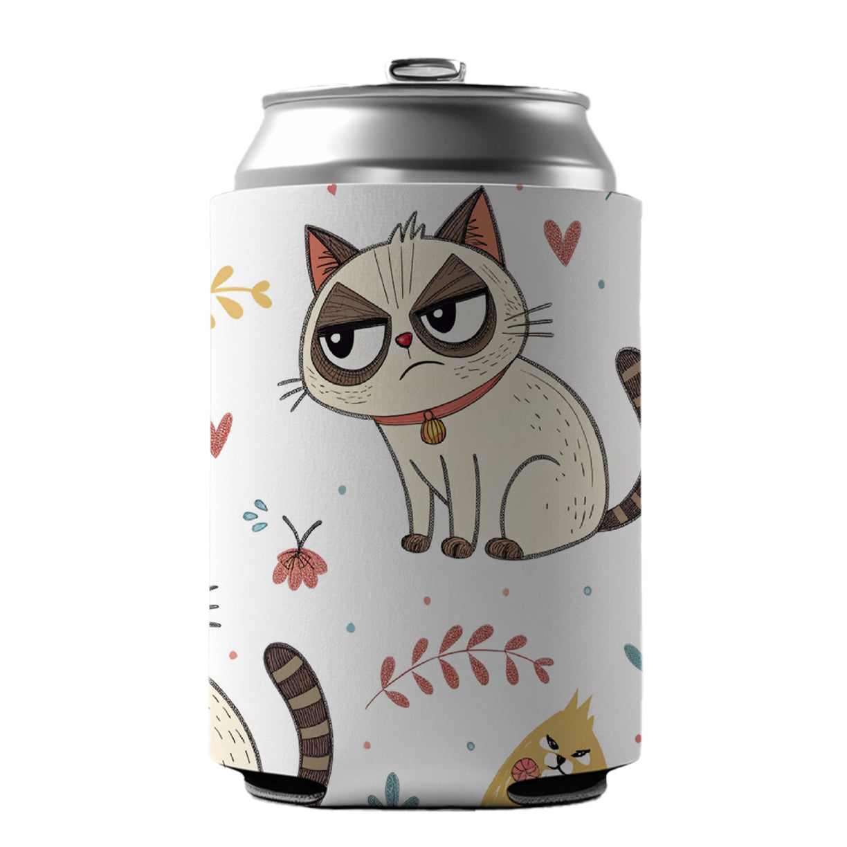 Grumpy Persian Kitties Cats Can Cooler Beer Soda Drink Insulated Holder Sleeve Hugger