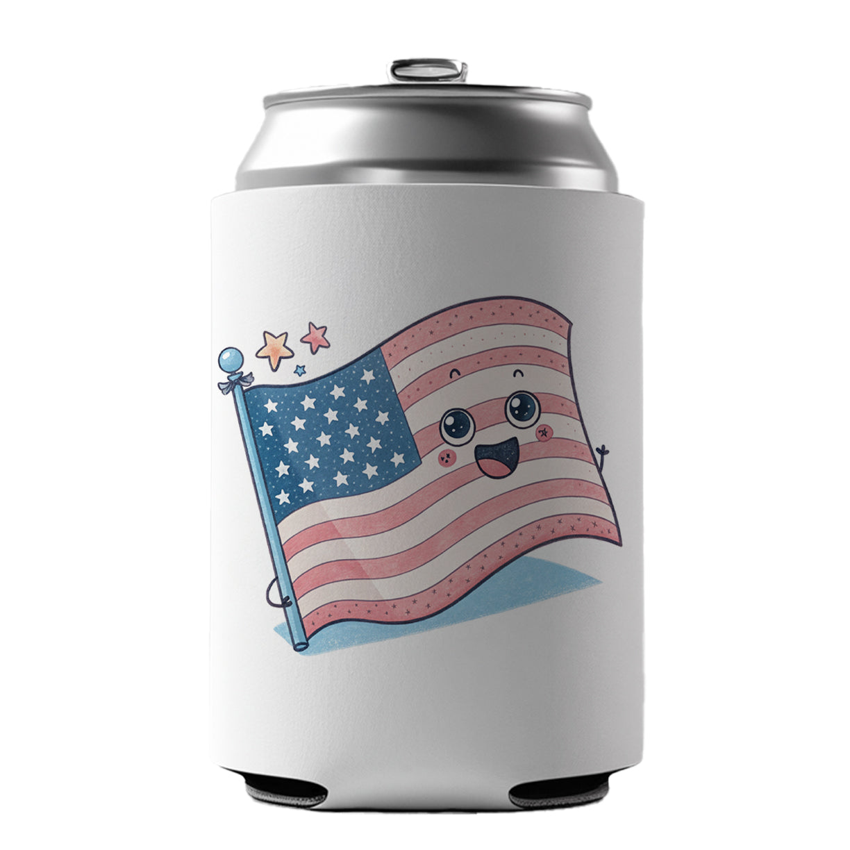 Kawaii American USA Flag Can Cooler Beer Soda Drink Insulated Holder Sleeve Hugger