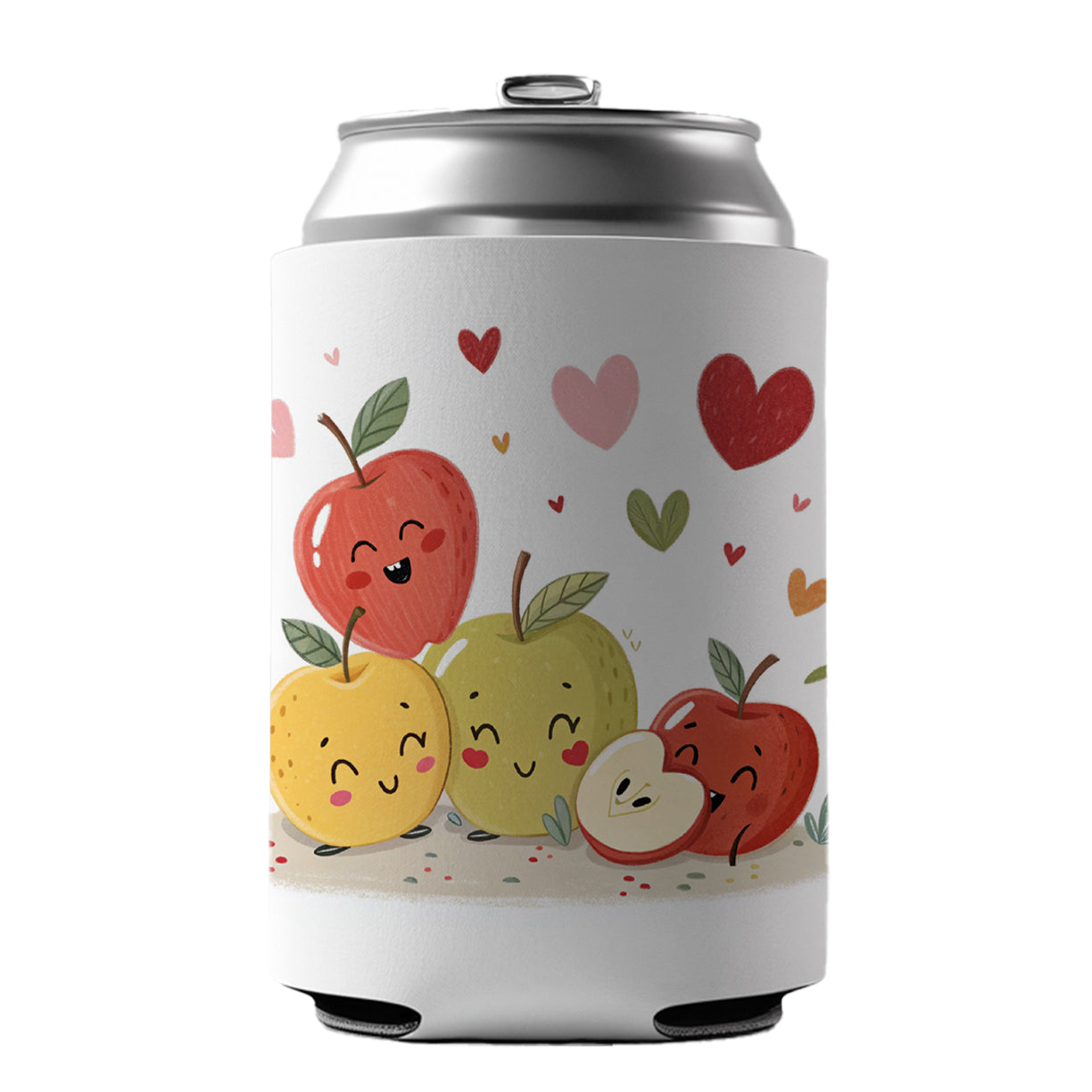 Kawaii Apples And Hearts Can Cooler Beer Soda Drink Insulated Holder Sleeve Hugger