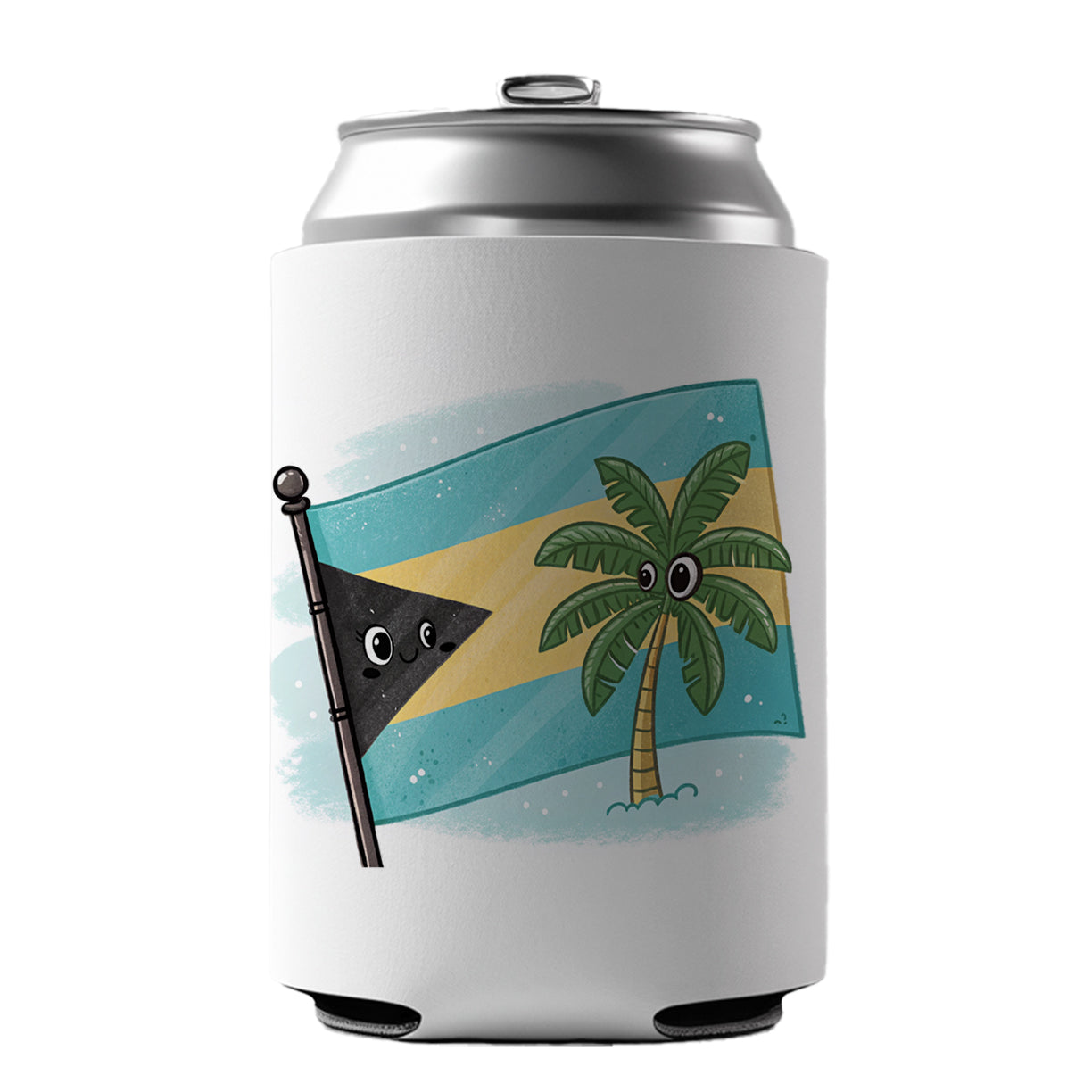 Kawaii Bahamas Flag Can Cooler Beer Soda Drink Insulated Holder Sleeve Hugger