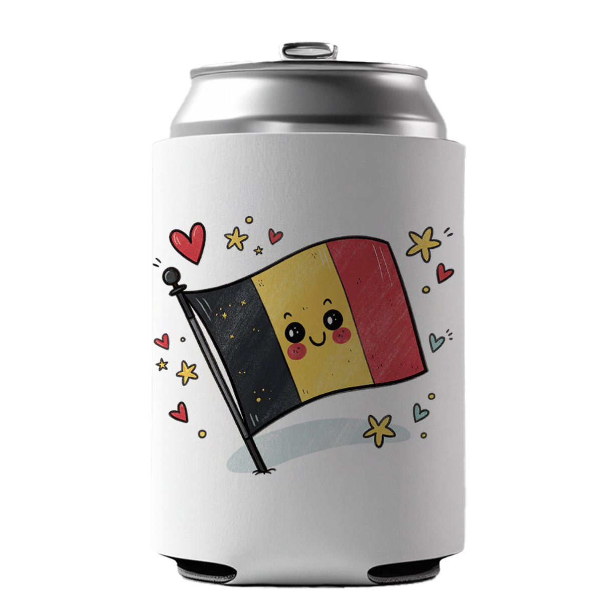 Kawaii Belgium Flag Can Cooler Beer Soda Drink Insulated Holder Sleeve Hugger