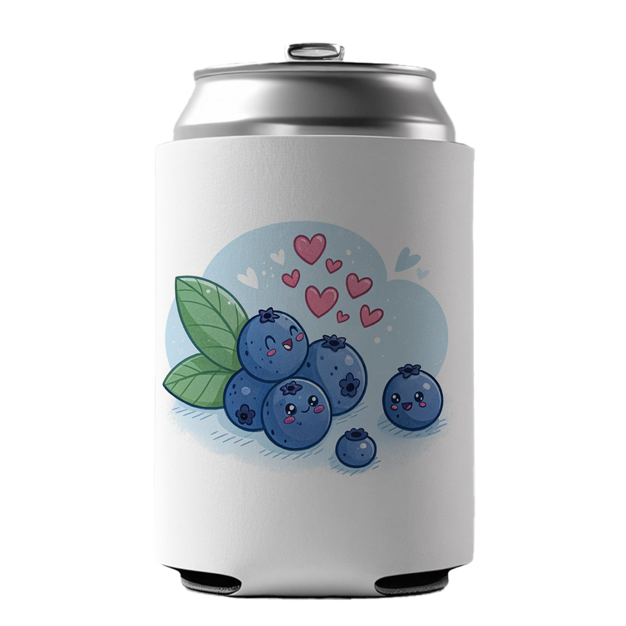 Kawaii Blueberries And Hearts Can Cooler Beer Soda Drink Insulated Holder Sleeve Hugger