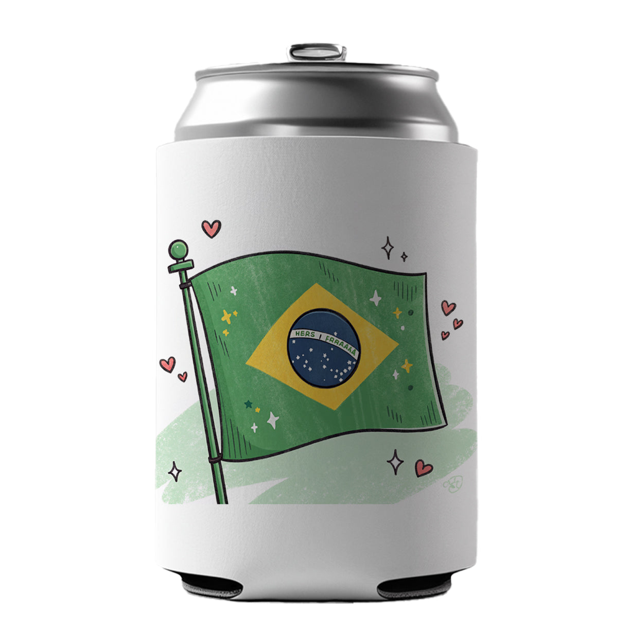 Kawaii Brazil Flag Can Cooler Beer Soda Drink Insulated Holder Sleeve Hugger