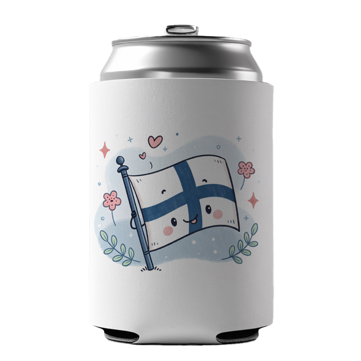 Kawaii Finland Flag Can Cooler Beer Soda Drink Insulated Holder Sleeve Hugger