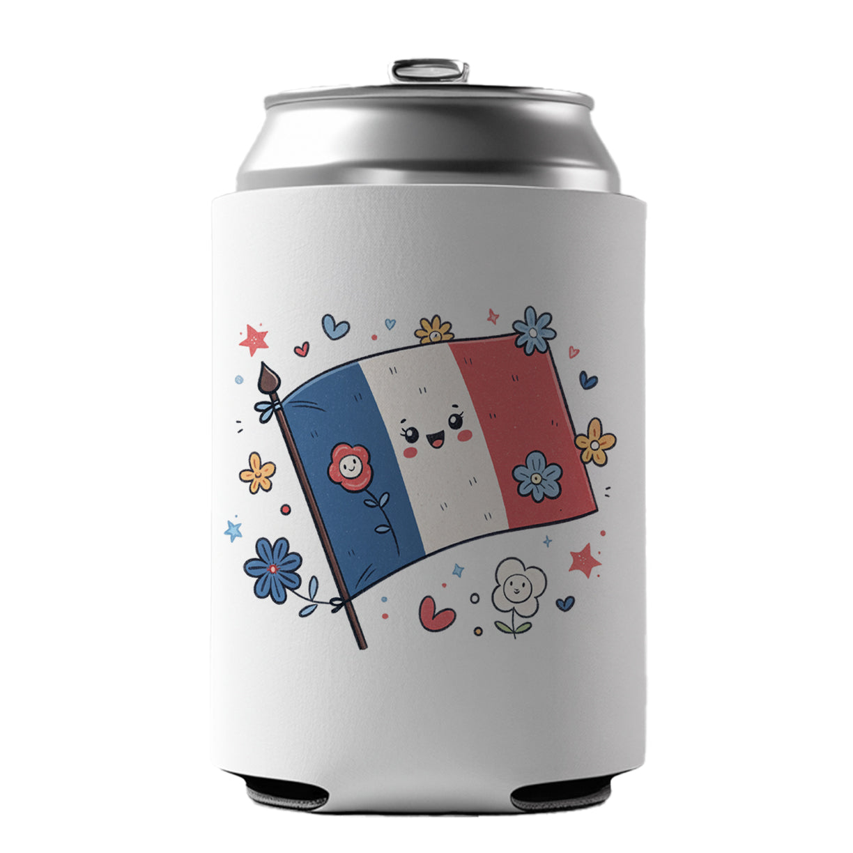 Kawaii France Flag Can Cooler Beer Soda Drink Insulated Holder Sleeve Hugger