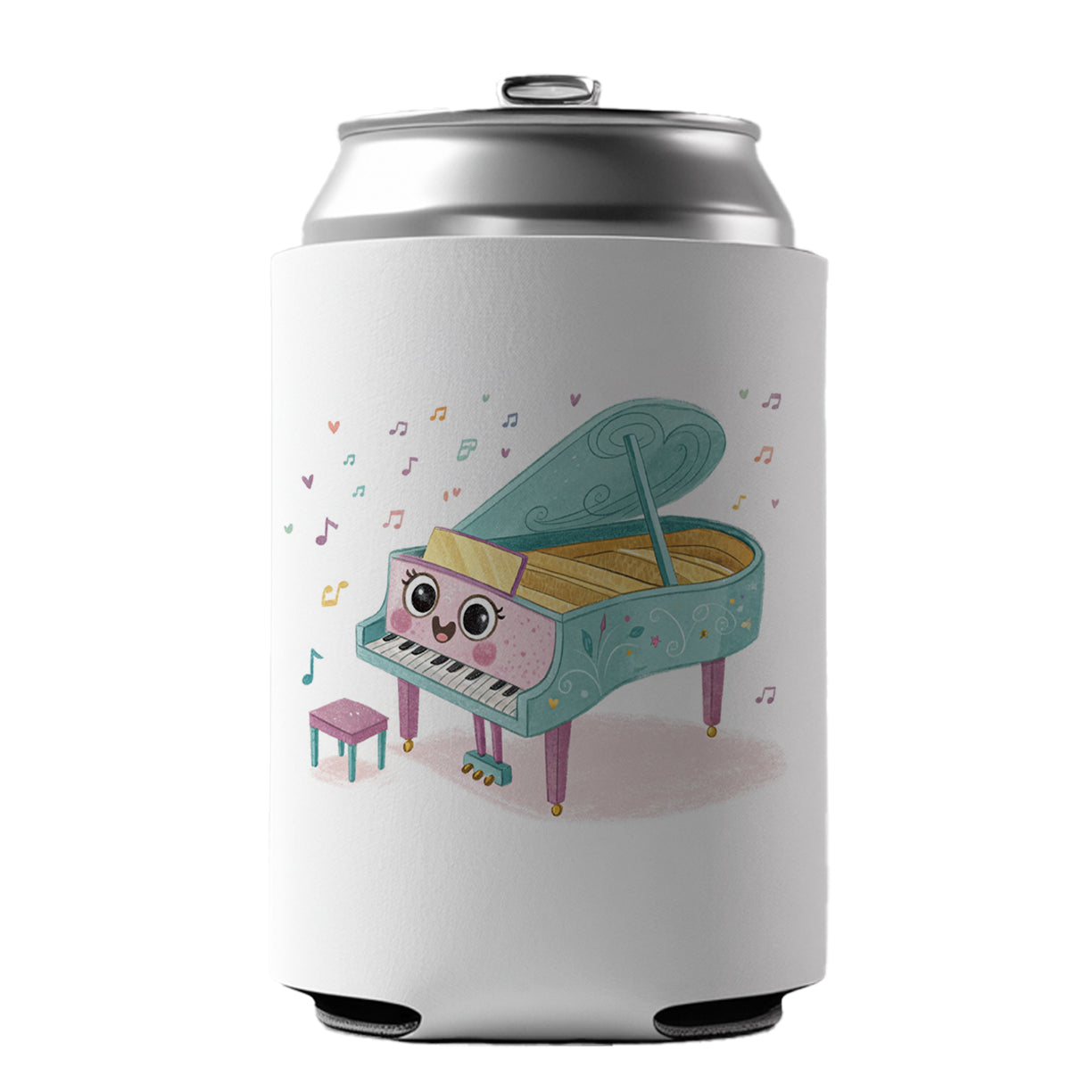 Kawaii Grand Piano Music Can Cooler Beer Soda Drink Insulated Holder Sleeve Hugger