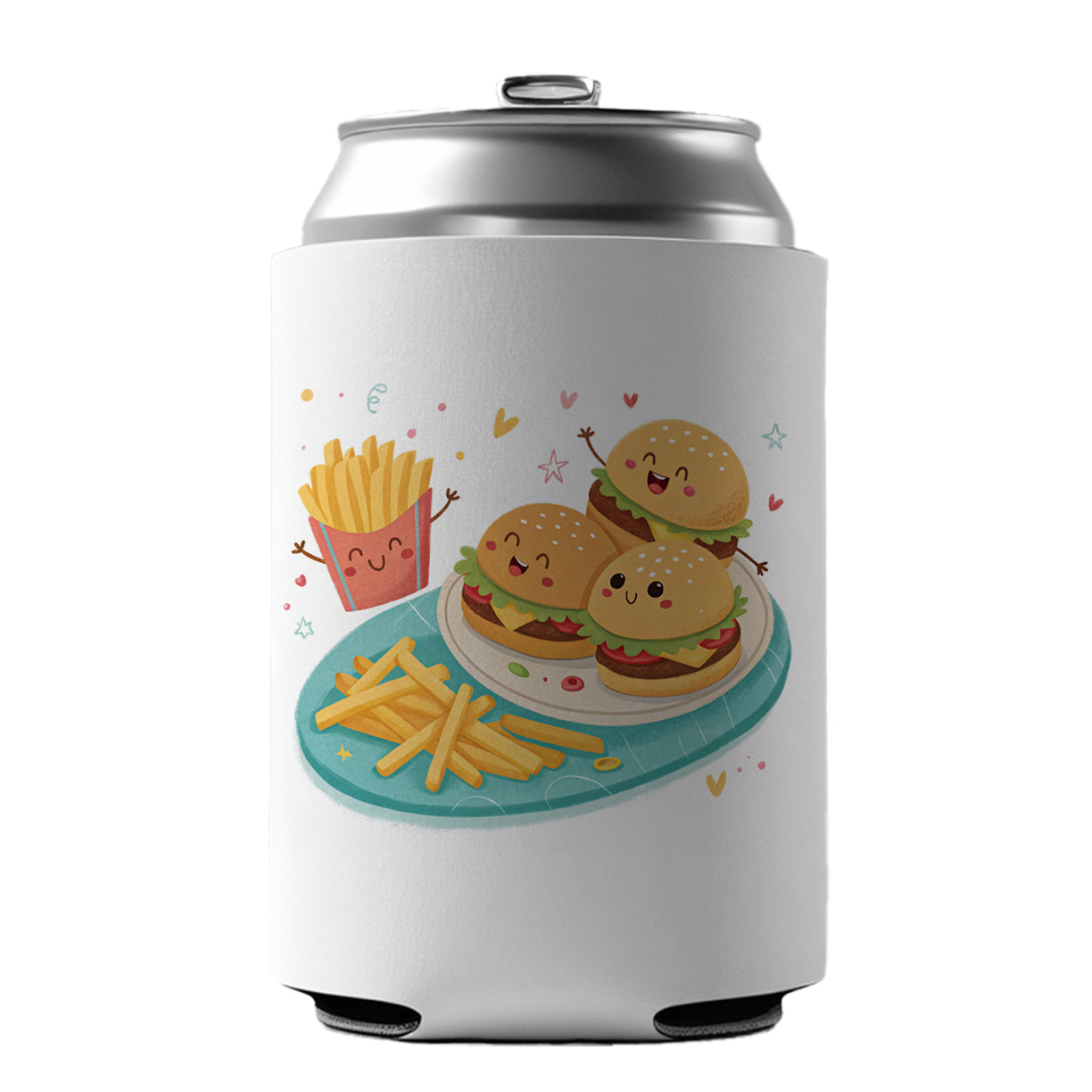 Kawaii Hamburgers And Fries Can Cooler Beer Soda Drink Insulated Holder Sleeve Hugger