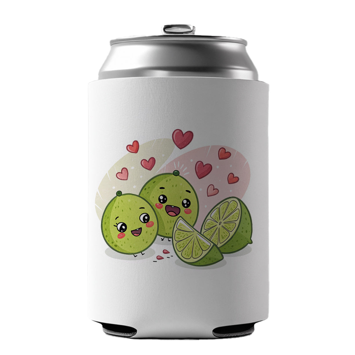 Kawaii Limes And Hearts Can Cooler Beer Soda Drink Insulated Holder Sleeve Hugger