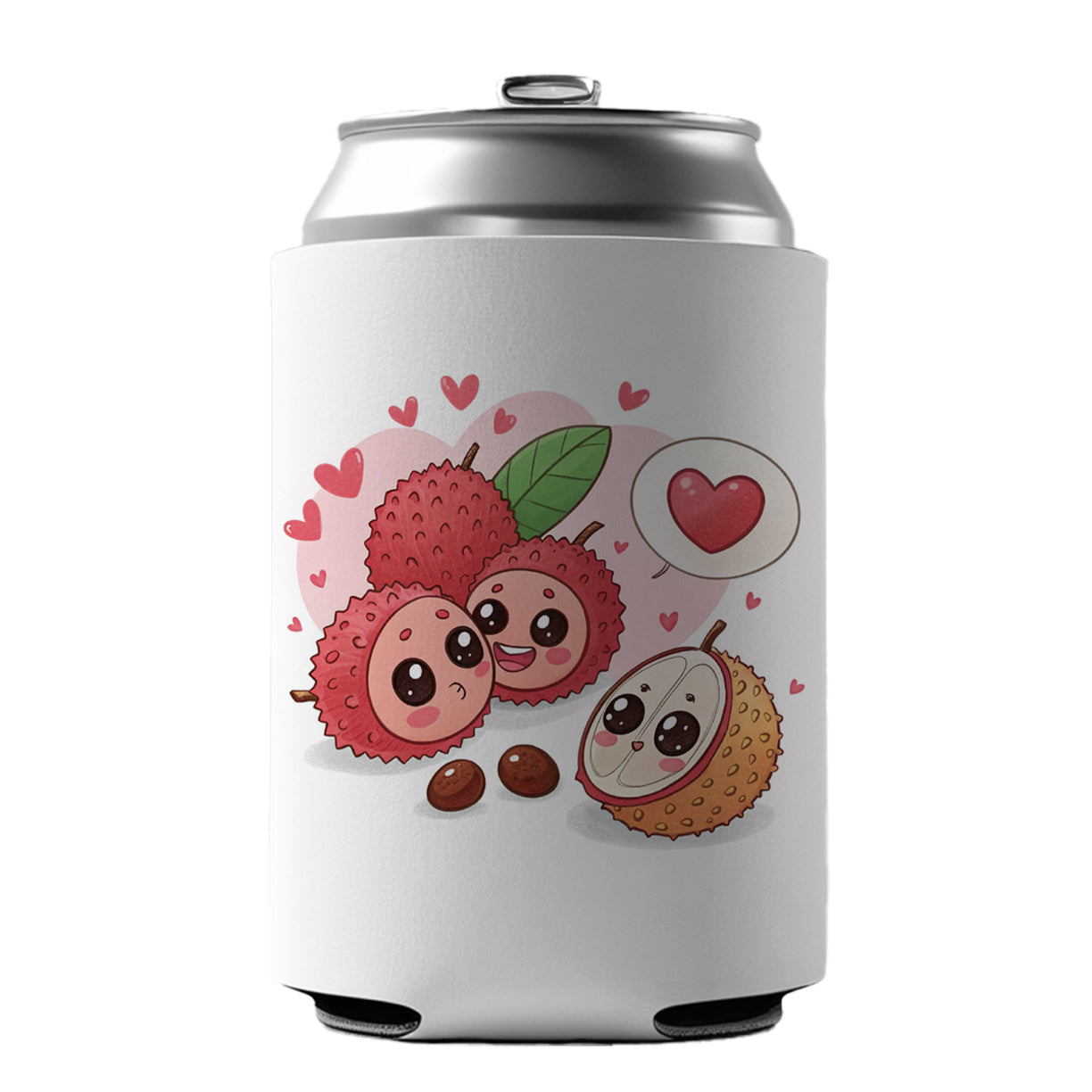 Kawaii Lychees And Hearts Can Cooler Beer Soda Drink Insulated Holder Sleeve Hugger