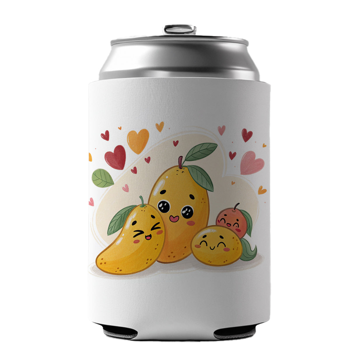 Kawaii Mangos And Hearts Can Cooler Beer Soda Drink Insulated Holder Sleeve Hugger