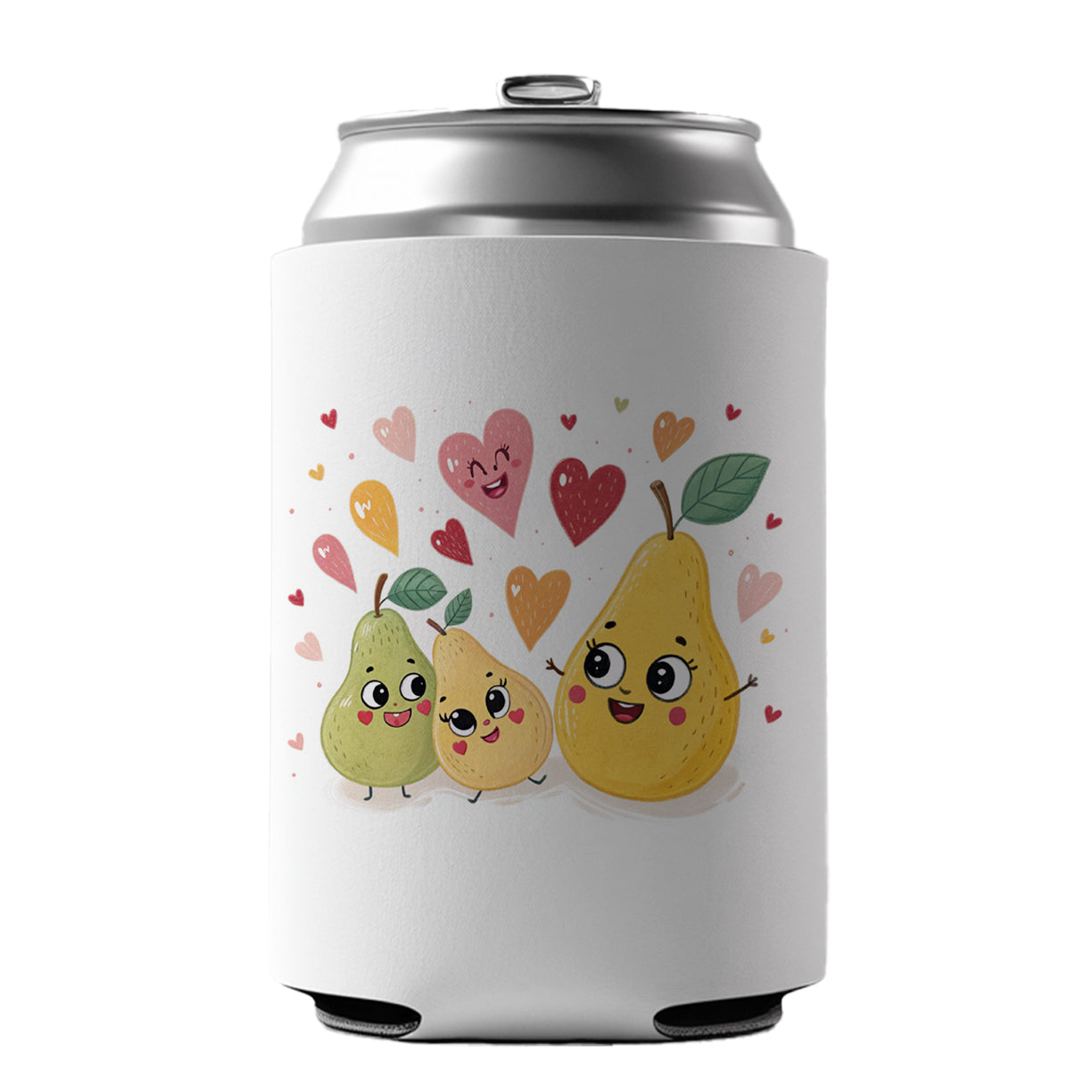 Kawaii Pears And Hearts Can Cooler Beer Soda Drink Insulated Holder Sleeve Hugger