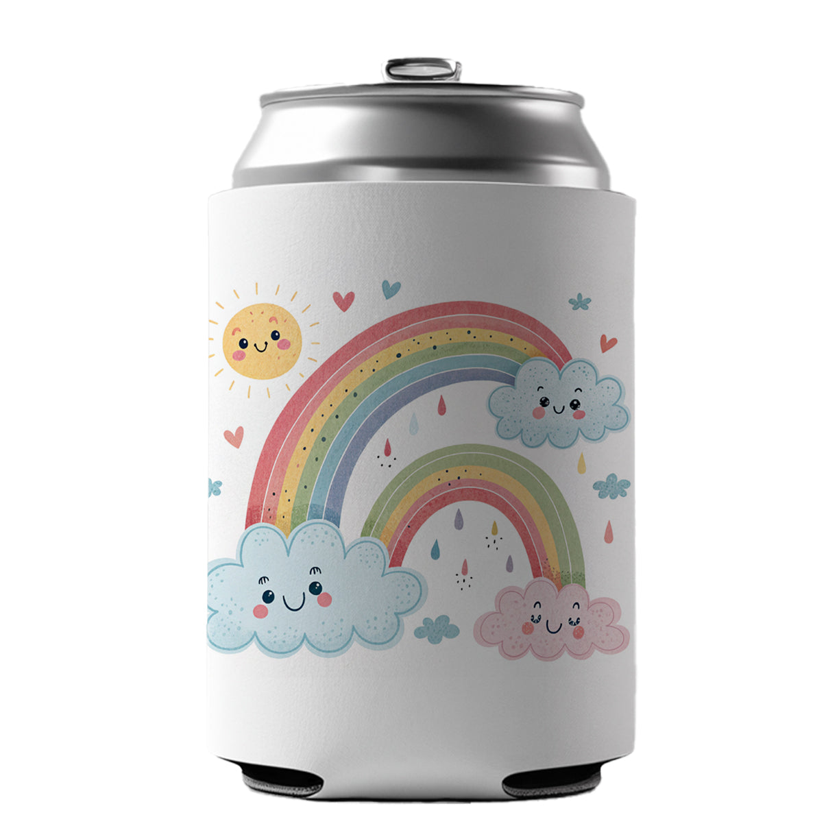 Kawaii Rainbows And Clouds Can Cooler Beer Soda Drink Insulated Holder Sleeve Hugger