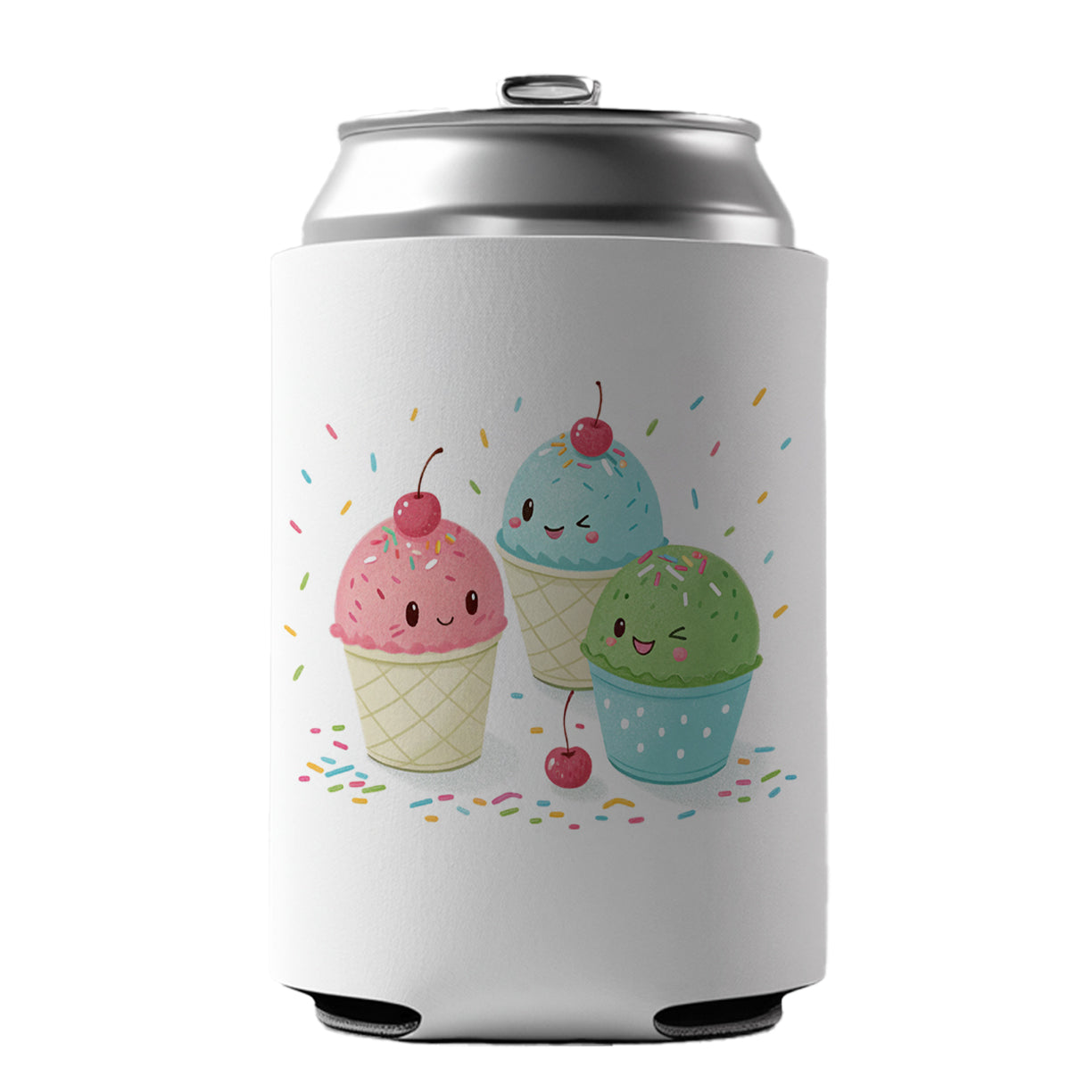 Kawaii Snowcones Can Cooler Beer Soda Drink Insulated Holder Sleeve Hugger