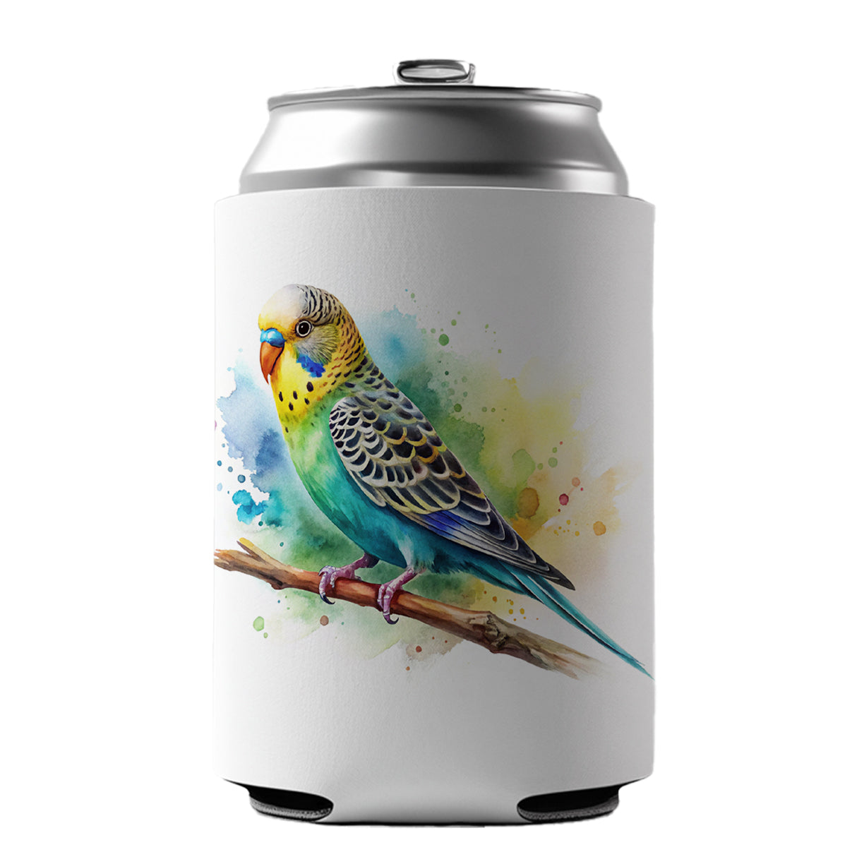 Budgerigar Budgie Parakeet Bird Watercolor Can Cooler Beer Soda Drink Insulated Holder Sleeve Hugger
