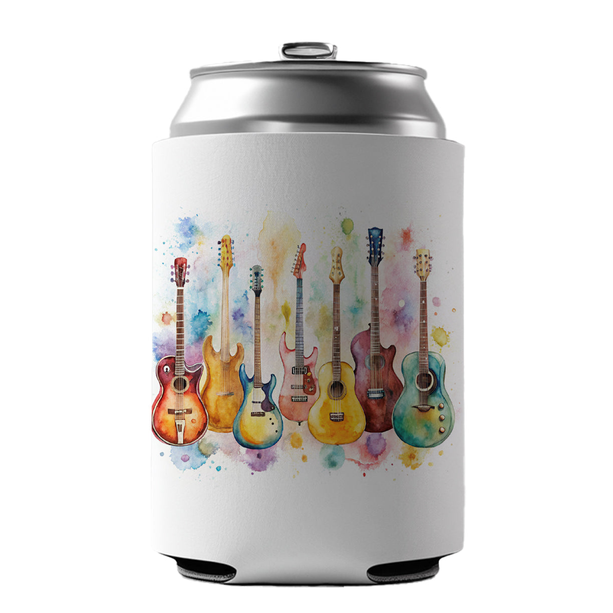 Colorful Guitar Collection Watercolor Can Cooler Beer Soda Drink Insulated Holder Sleeve Hugger