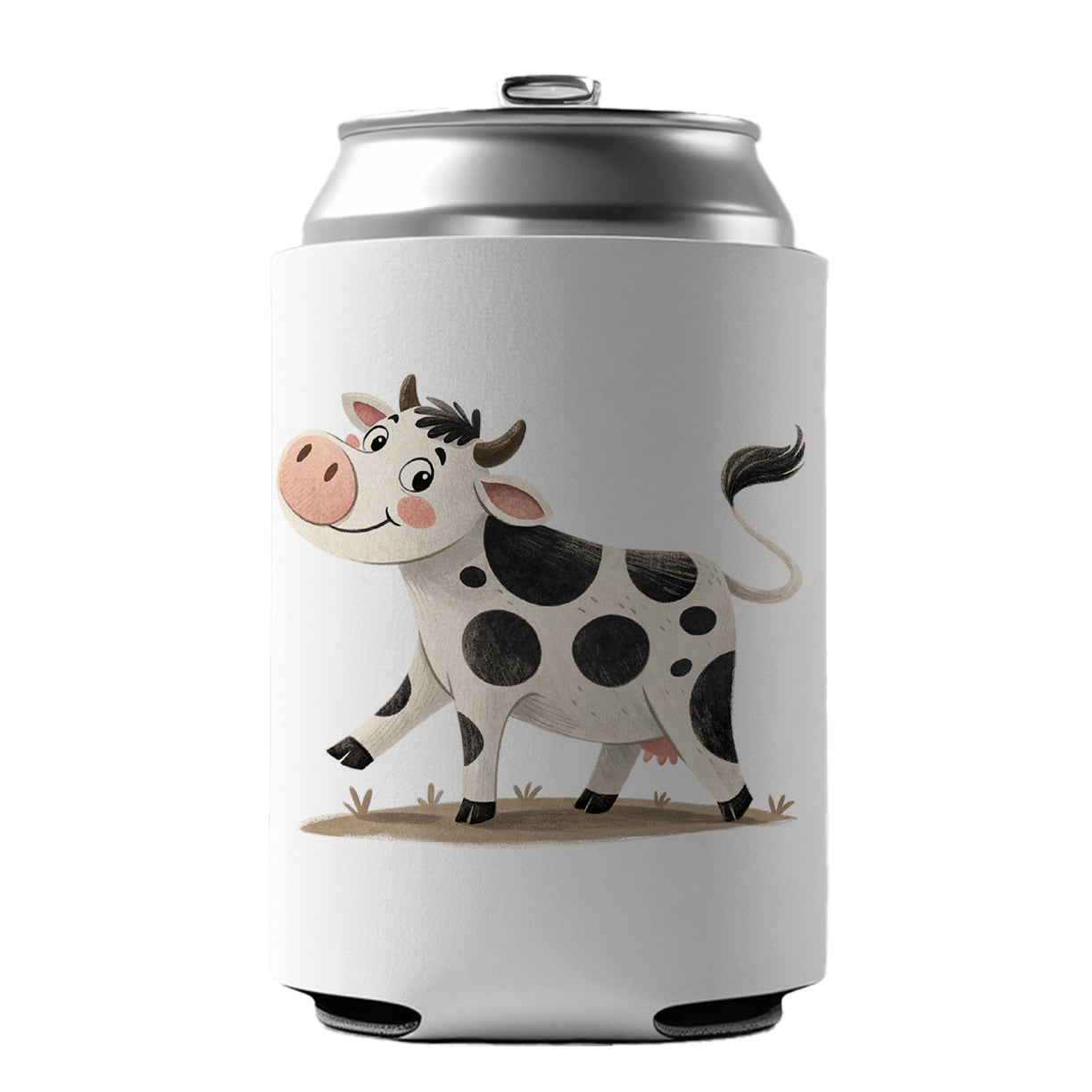 Cow Children's Illustration Style Can Cooler Beer Soda Drink Insulated Holder Sleeve Hugger