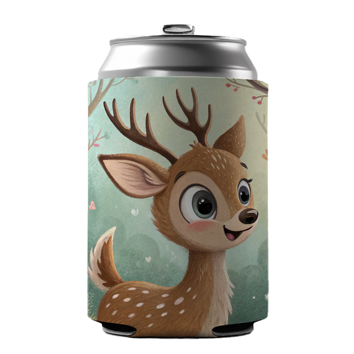 Deer Children's Illustration Style Can Cooler Beer Soda Drink Insulated Holder Sleeve Hugger