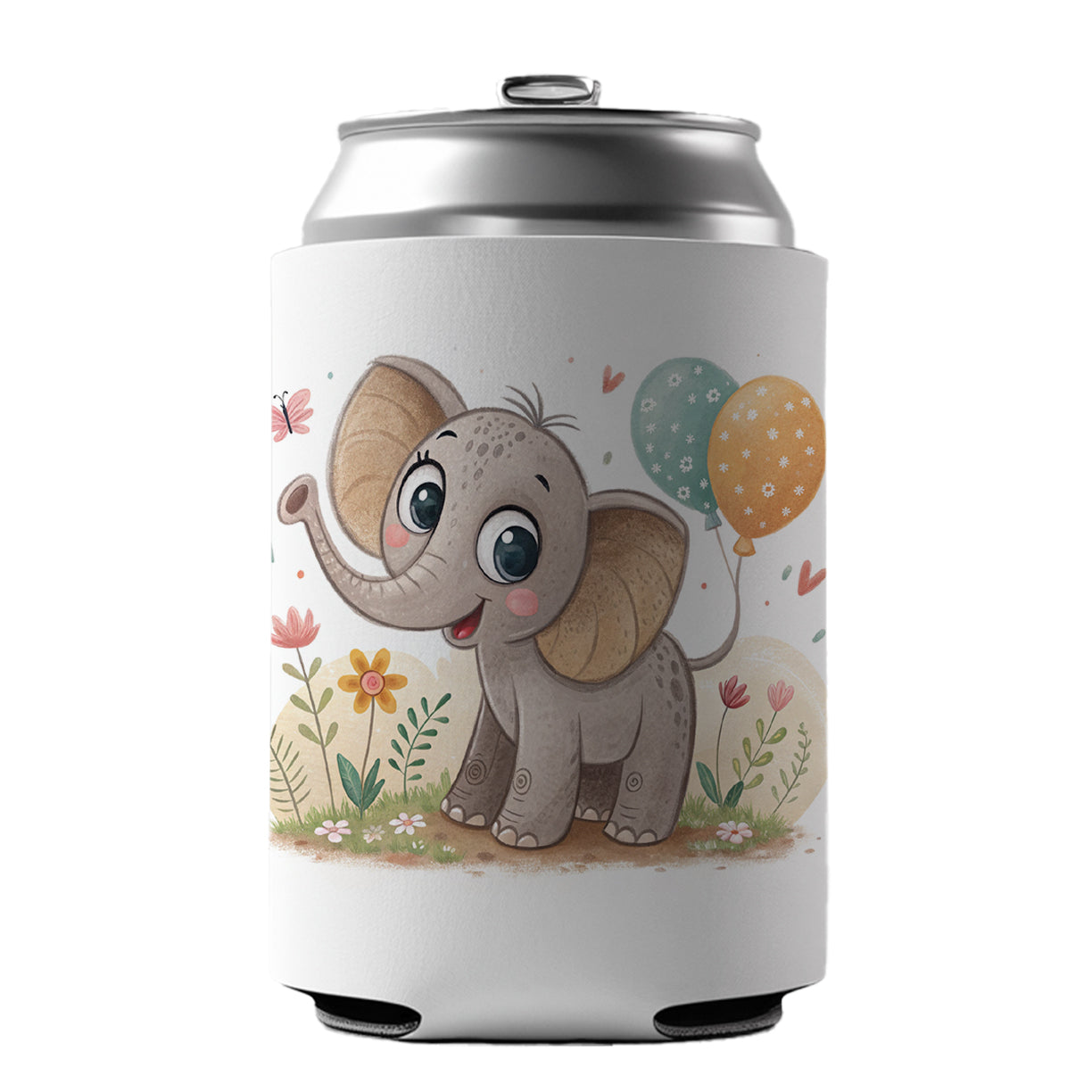 Elephant Children's Illustration Style Can Cooler Beer Soda Drink Insulated Holder Sleeve Hugger
