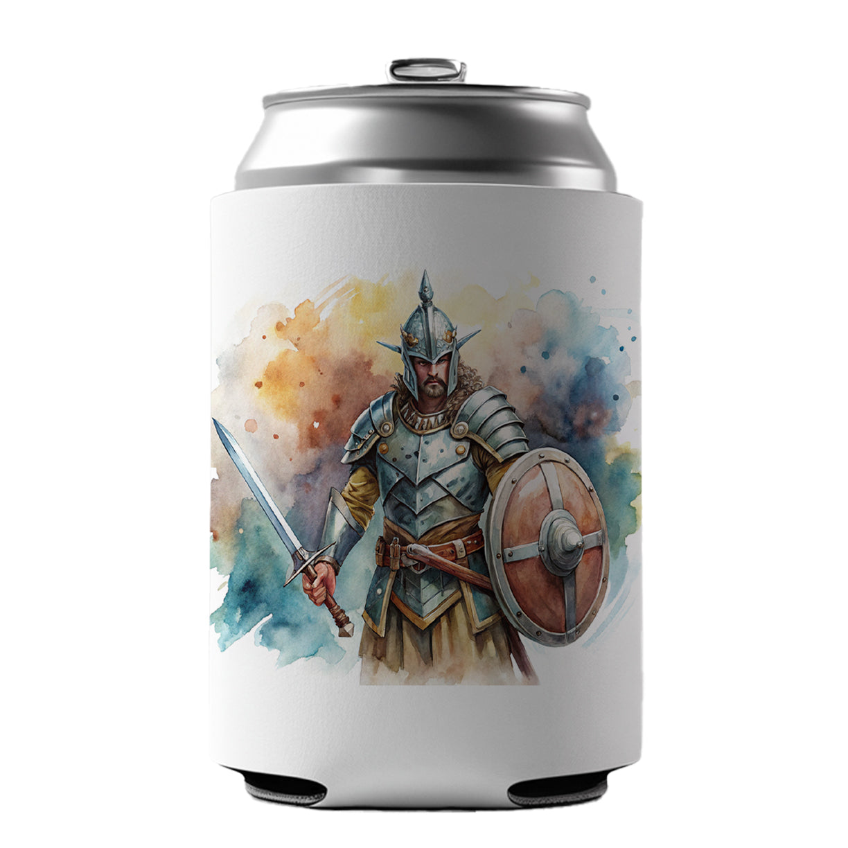 Fantasy Male Warrior Fighter With Full Armor Tank Can Cooler Beer Soda Drink Insulated Holder Sleeve Hugger