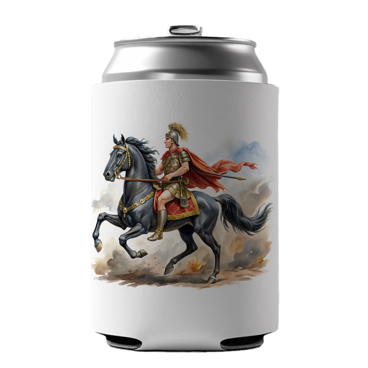 Historical Alexander The Great On His Horse Bucephalus Watercolor Can Cooler Beer Soda Drink Insulated Holder Sleeve Hugger