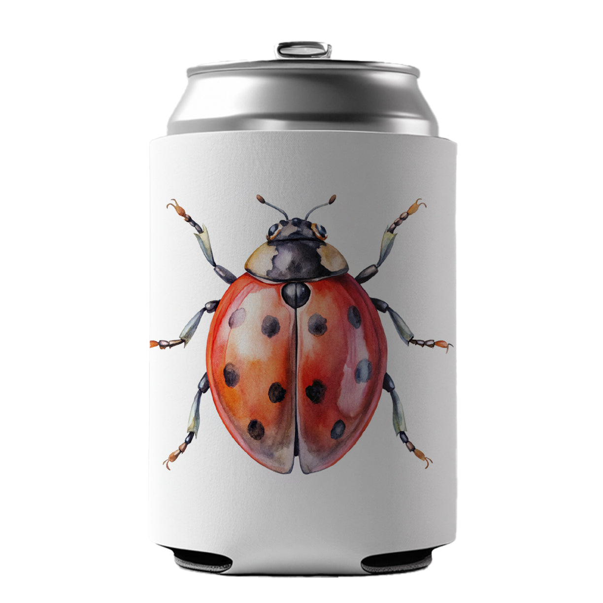 Ladybug Watercolor Can Cooler Beer Soda Drink Insulated Holder Sleeve Hugger