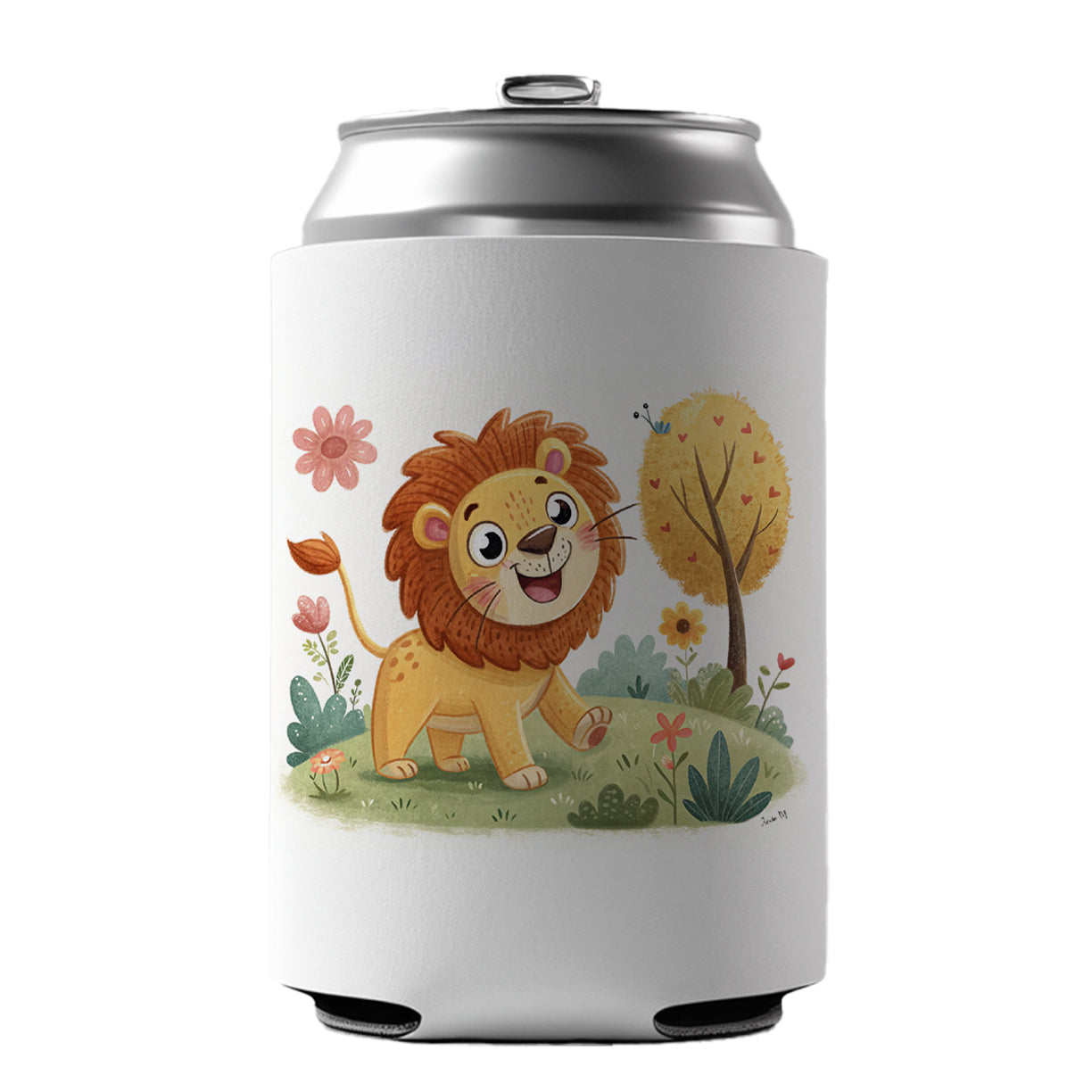 Lion Children's Illustration Style Can Cooler Beer Soda Drink Insulated Holder Sleeve Hugger