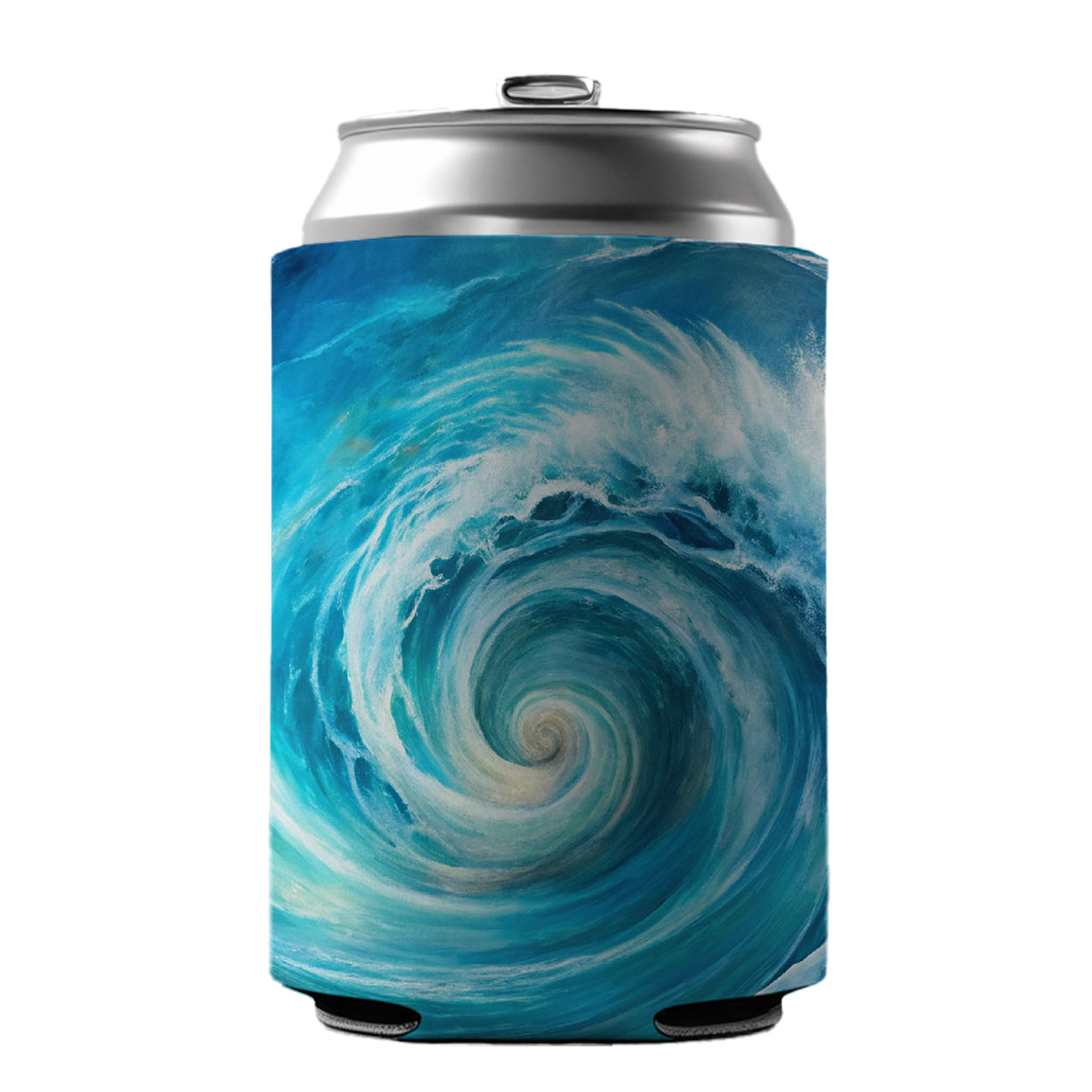 Ocean Spiral Whirlpool Watercolor Can Cooler Beer Soda Drink Insulated Holder Sleeve Hugger