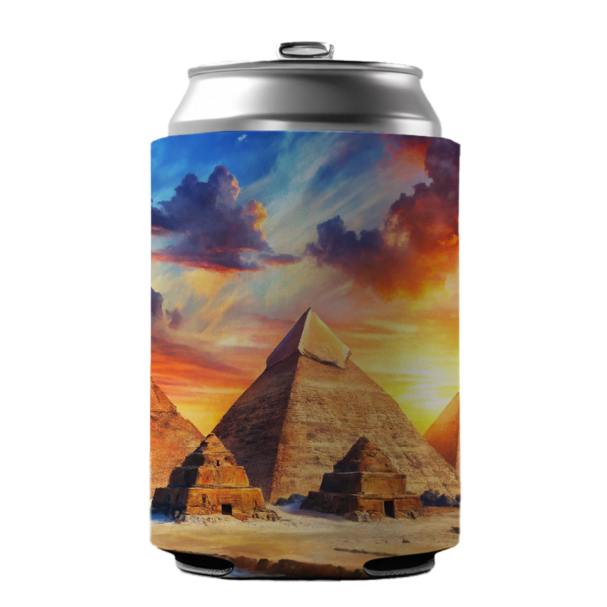 Pyramids Of Giza Egypt At Sunset Watercolor Can Cooler Beer Soda Drink Insulated Holder Sleeve Hugger