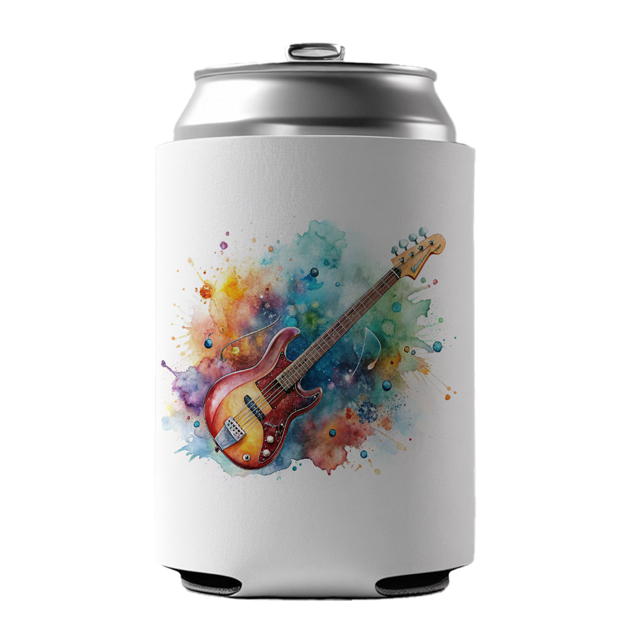 Rock And Roll Guitar Watercolor Can Cooler Beer Soda Drink Insulated Holder Sleeve Hugger